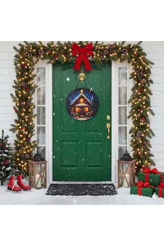 Baston Şekerli Yeni Yıl Evi Kapı Ve Duvar Süsü 30x30