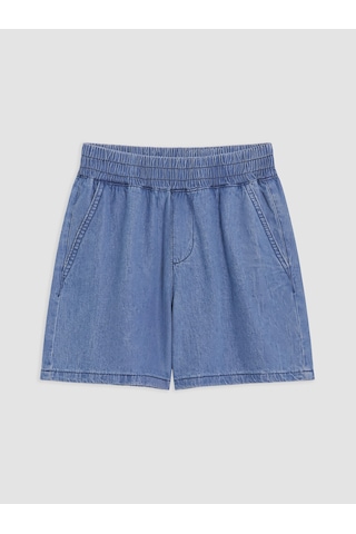 Lcwaıkıkı Petite Mavi Beli Lastikli Kadın Jean Şort