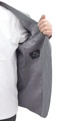 Twenhil Dmctekstil Erkek Ckt-202 Desenli Klasik Kesim Normal Kalıp Çift Düğme Blazer Ceket Gri