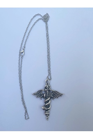 Paytak Moda Kurukafa Skull Kanat Yılan Zincir Kolye Pytkznkly272 Gümüş