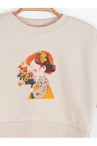 Nk Kids Kız Bebek Pamuklu İki İplik Bahar Sweatshirt-14717 Krem