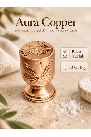 Aura Copper El İşlemeli Bakır Tuzluk Dekoratif Sofra Tuzluğu Ve Baharatlık Ac-tz-005