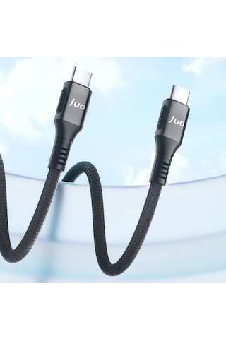 Juo JCBK61-B 60 W Usb Type-c To Type-c Örgülü Pd Hızlı Şarj Ve Data Kablosu 1 M