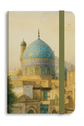 Bağdat Tasvirli Ciltli Defter 13x20 Cm, 192 Sayfa, Sert Kapak Açık Sarı