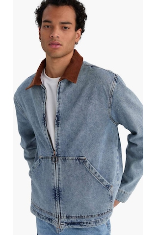 Defacto Relax Fit Kontrast Yaka Düğmeli Denim Ceket F8308ax25aunm39 Mavi