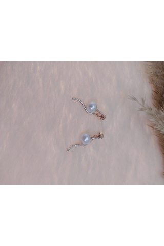 Hdmarketim Swarovski Taşlı İncili Doğa Temalı Küpe Çok Renkli