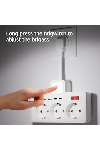 Honeybeeshop Siyah 8li Set Ab Güç Panosu 3 Renk Ayarlanabilir Gece Lambası 3 Ac Soket 3 Usb 2 Tip-c Duvar Şarj İstasyonu Ev Ofis Seyahat İçin