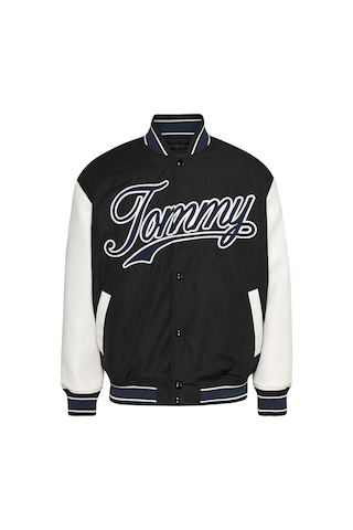 Tommy Hilfiger Erkek Marka Logolu Polyfill Dolgulu Düğmeli Şerit Cepli Lastik Örgü Yakalı Şık Görünümlü Siyah Mont Dm0dm17880 Bds