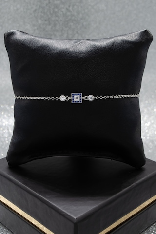 Nazar Kare Temalı 925 Ayar Gümüş Kadın Ayarlanabilir Bileklik - Gümüş