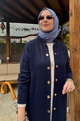 Rabia Şamlı Yakut Angora Triko Kap Lacivert Çok Renkli