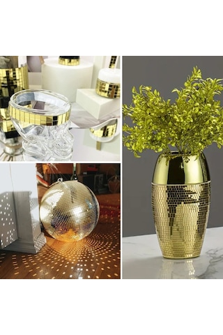 Büro Ev Ofis Atölye İçin 4x100cm Golden Aynalı Mozaik Taşlı Dekor Bandı Diğer