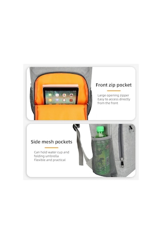 Yifomall 24l Isı Ve Soğuk Saklama Çanta, Leakproof İzolasyonlu Outdoor Sırt Çantası, Oxford Kumaş, Reflektör Şeritli, Piknik Kamp İçin Gri Gri