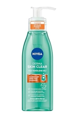 Skin Clear Sivilce Karşıtı Yüz Temizleme Jeli 150ml, Gözenek Arındırıcı,gözenek Görünümünü,siyah Noktaları Azaltır,salisilik Asit,niasinamid,deniz Tuzu,yağlı Ve Karma Cilt