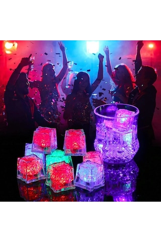 12 Adet Led Işıklı Buz Küpü Led Light Ice Cube Renkli Led Işıklı Vıp Kalite Buz Küpü Club Işıkları