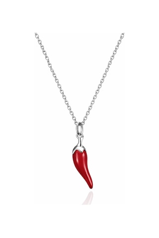 Çekirdekjewelry 925 Ayar Gümüş Kırmızı Biber Figürlü Kolye Şans Ve Nazar Temalı Çok Renkli