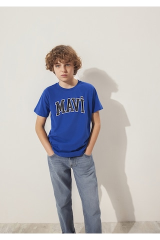 Mavi - Mavi Logo Baskılı Mavi Tişört 6610030-70896 Mavi