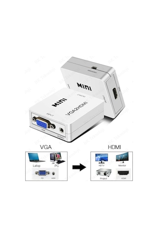 Mini VGA to HDMI Çevirici Dönüştürücü Adaptör Ses Destekli