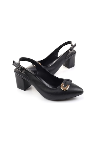 Papuç Sepeti Lp-943 Kadın 6,5 Cm Kare Topuklu Ayakkabı Siyah