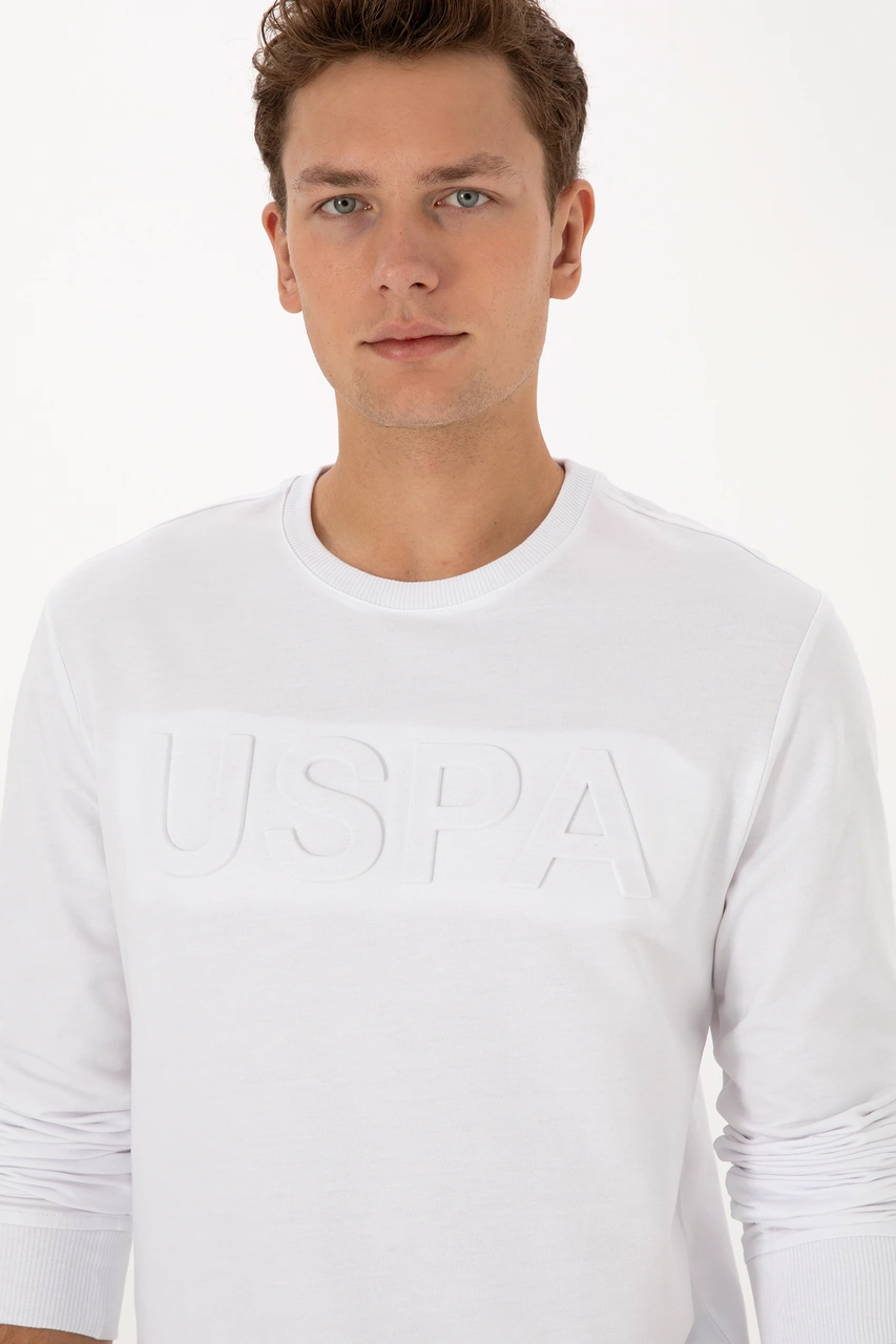 U.S. Polo Assn. Erkek Regular Fit Bisiklet Yaka Beyaz Basic Sweatshirt 50307793-VR013