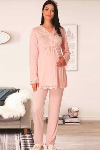 Lohusa Sepeti Lohusasepeti 1517 Dantelli Sabahlıklı Lohusa Pijama Takımı 001