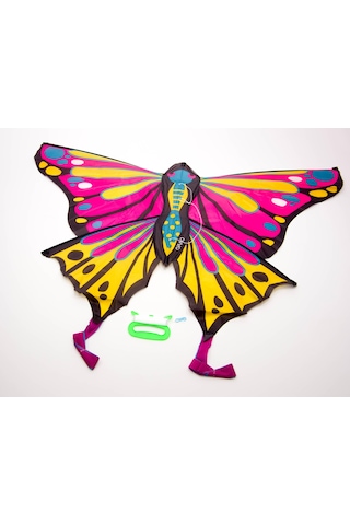 Tek İpli Uçurtma Çocuk Statik Uçurtmauçurtma 127 X 66 Cm Kelebek Pembe / Sarı Orao Meridyendukkan