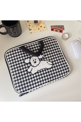 14 İnç Dizüstü Bilgisayar Çantası Gztk-3861 Karikatür Nakış Tarzı Çanta Black