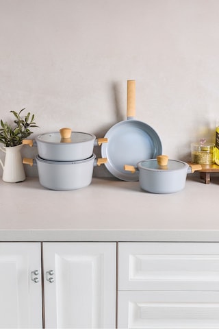 Danish Cook Grey İndüksiyon Tabanlı 7 Parça Tencere Seti Gri