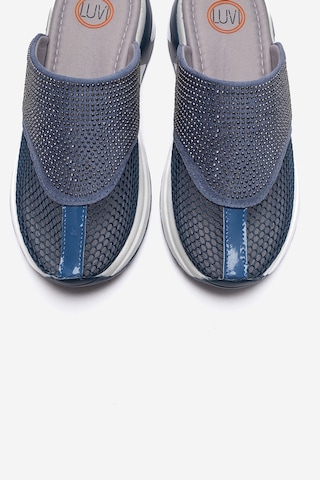 Luvishoes Glea Mavi Taşlı Burnu Kapalı Kadın Terlik