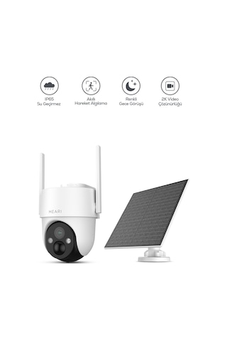 N2 Dış Mekan Kablosuz Wi-fi Ptz Dahili Solar Şarjlı Akıllı Güvenlik Kamerası 2k, 3mp, 5200mah, Gec