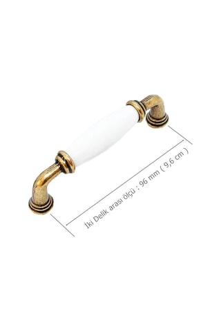 5 Adet Porselen Mobilya Dolap Kulp 96 Mm Antik Sarı