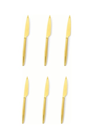 6'lı Gold Paslanmaz Çelik Yemek Bıçağı Parlak Altın Renk Modern Yemek Bıçağı Altın