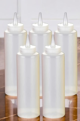 500 Ml. Fişek Sosluk Yağdanlık 5 Adet Şeffaf