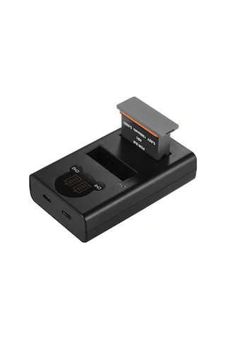 Pazly Çift Portlu Lcd Şarj Kiti - Djı Osmo Action İçin 1300mah Pil Ve Hızlı Şarj