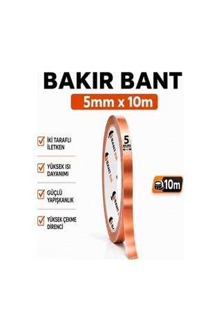 Bakır Bant 5mm x 10metre İletken Bakır Bant