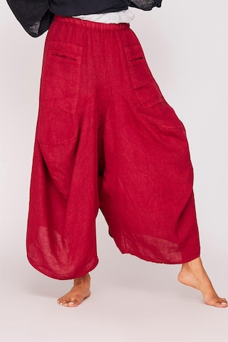 Bohem Stil İtalyan Cepli Keten Şalvar Pantolon 36-48 Beden Arası -8746 Bordo