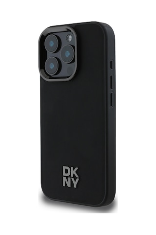 Apple Uyumlu iPhone 16 Pro Max Kılıf Dkny Lisanslı Magsafe Özellikli Metal Logolu Pu Deri Plain Siyah