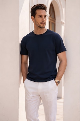Mero Life Unisex Slim Fit Dar Kesim % 100 Pamuk Yumuşak Dokulu Bisiklet Yaka Lacivert Tişört