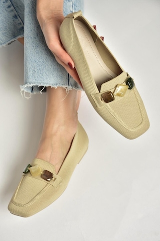 Fox Shoes Y820400304 Ten Triko Kumaş Boncuk Detaylı Kadın Babet Ten