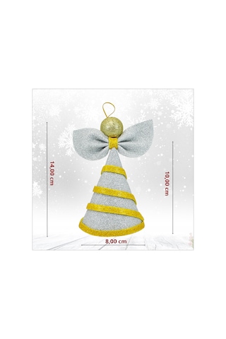 Yılbaşı Ağacı Simli Eva Külah Tepelik, 14cm X 9cm - Gümüş