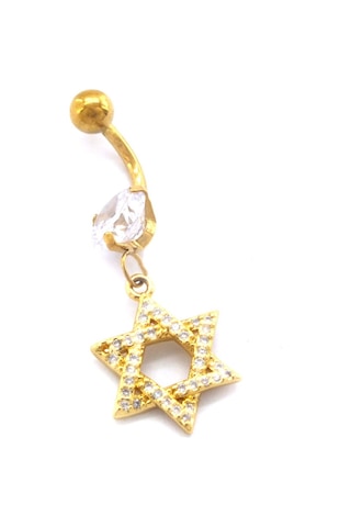 Ferizz Altın Kaplama Zirkon Taşlı Pentagram Piercing Prc-125 Altın