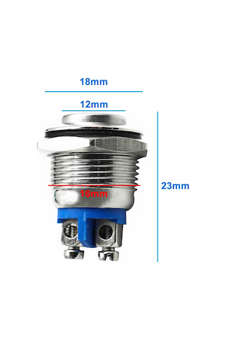 16mm Metal Panel Montaj Yüksek Kafa Push Buton NO DC 6A 12V AC 3A 250V IP67 Su Geçirmez Düğme