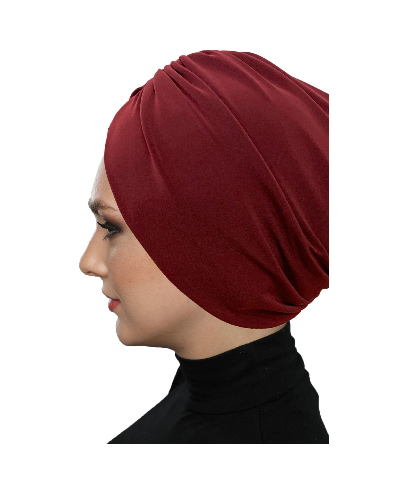 Büzme Çift Taraflı Bordo Hazır Türban Tesettür Havuz Bonesi Bordo