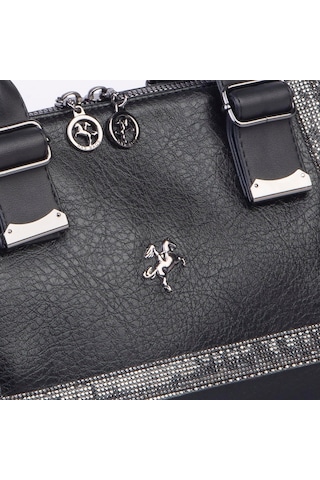 Nas 1455 Kadın Taşlı El Ve Omuz Çantası Siyah Siyah