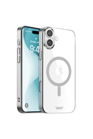Apple Uyumlu iPhone Buff 16 Magsafe Slim Fit Kılıf Silver