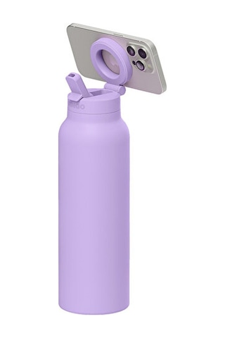 Ringo Pro Manyetik Telefon Tutuculu Termal Paslanmaz Çelik Su Şişesi Pipetli Kapak 24 Oz / 710 Ml Lila