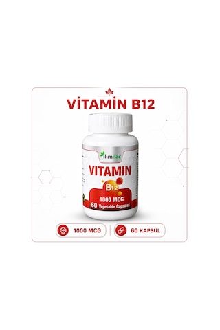 Vitamin B12 1000 Mcg 60 Bitkisel Kapsül B12 Takviye Edici Gıda