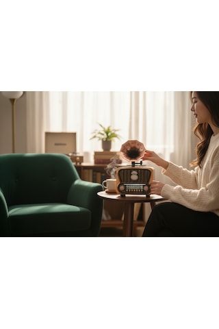 Rt-605a Gramafon Tasarım Nostaljik Radyo,bluetooth Nostalji Radyo