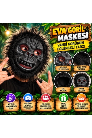 NessiWorld Eva Goril Maskesi Vahşi Goril Siyah