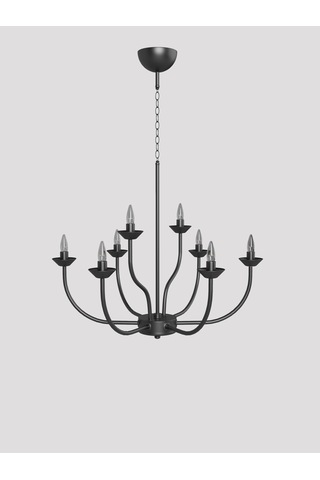 Valentıa Siyah 8 Kollu Klasik Avize E14 Duylu