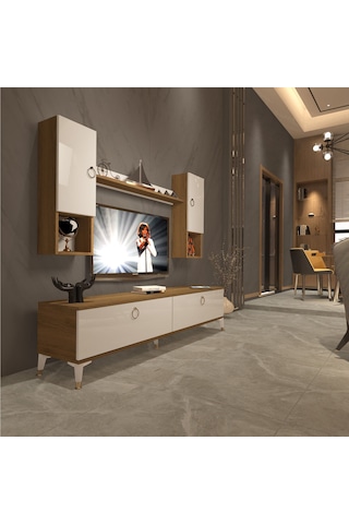 Decoraktiv Eko 5da Mdf Std Gold Tv Ünitesi Tv Sehpası Pera - Beyaz